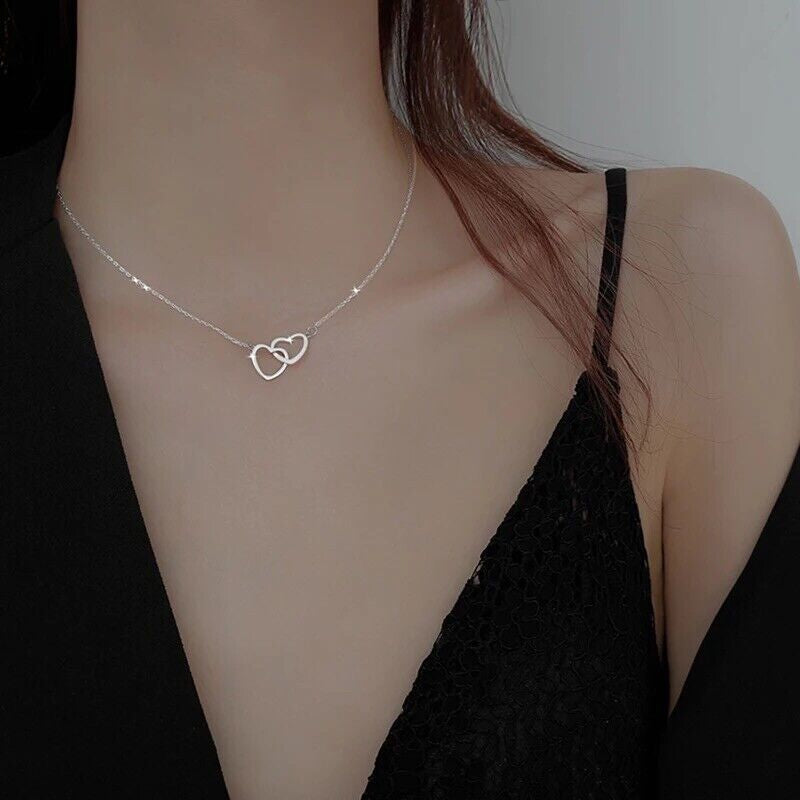 Silver Double Heart Necklace